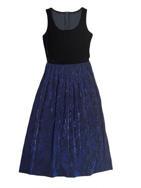 Vintage Midnight Velvet & Satin Evening Dress